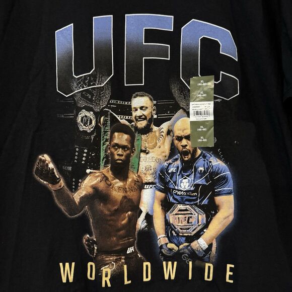 UFC Worldwide GOAT XL T-Shirt Feat. Jones McGregor Adesanya Black MMA SS Tee - Picture 2 of 7